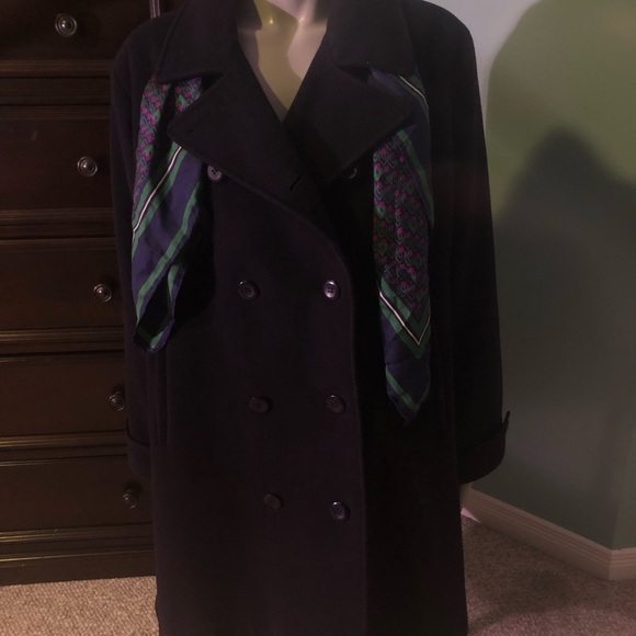 Mallia navy wool blend pea coat Size 16 - Picture 6 of 16